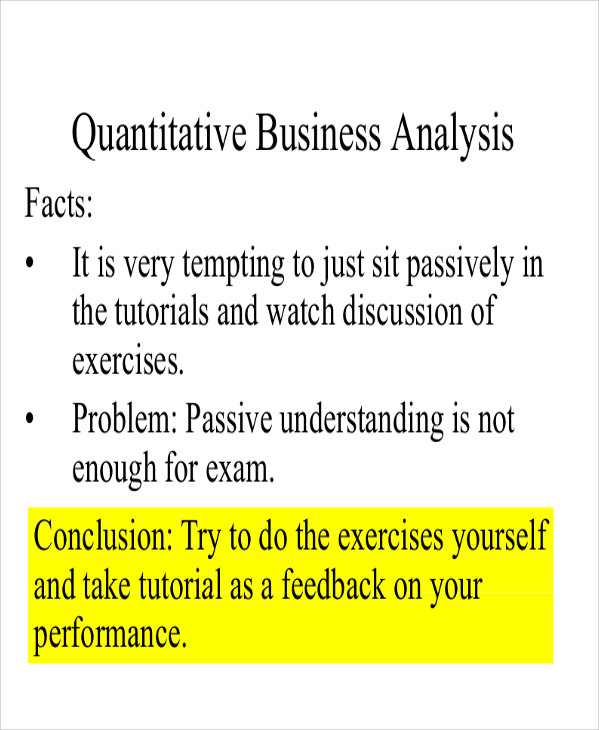 sample quantitative business analysis