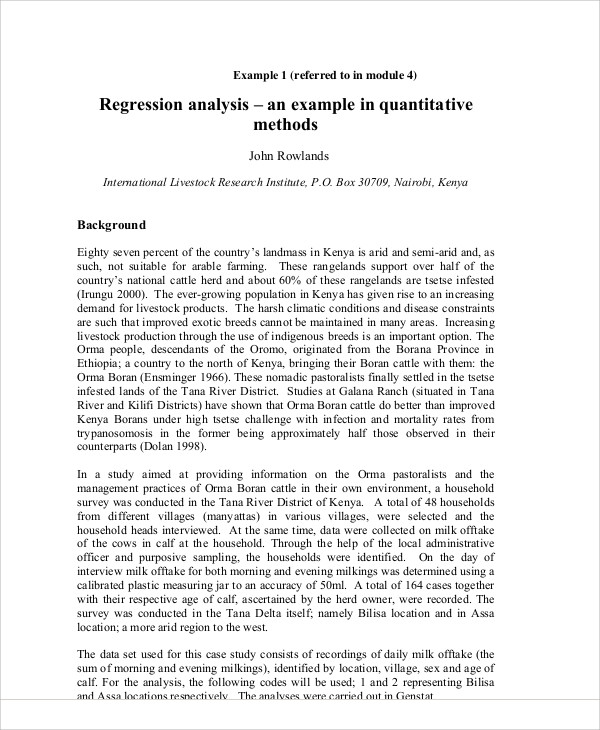 regression analysis research paper sample