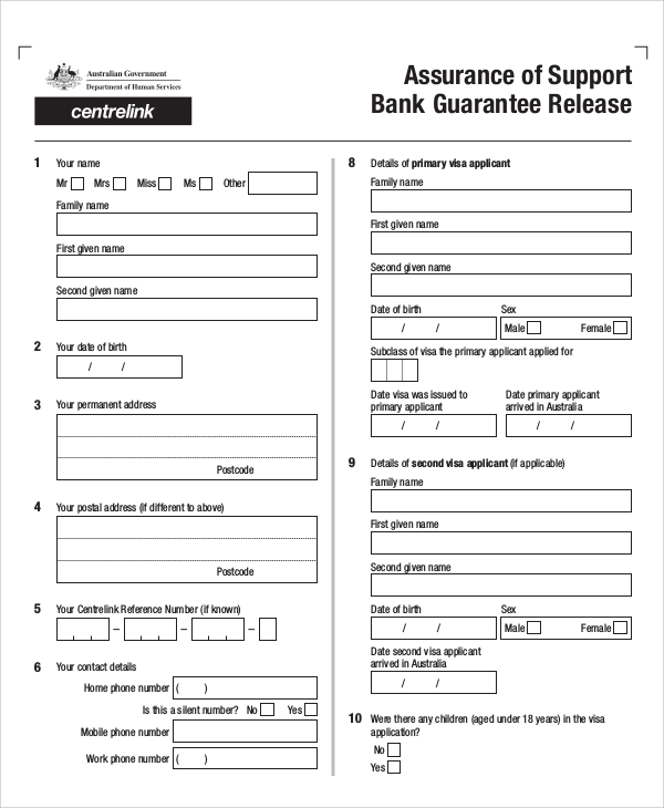 bank guarantee release form pdf