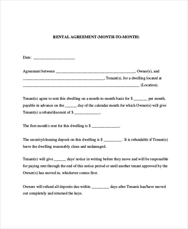 rental letter of agreement pdf