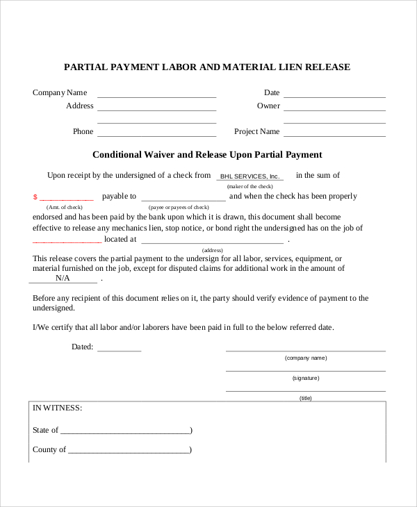 labor and material release form pdf