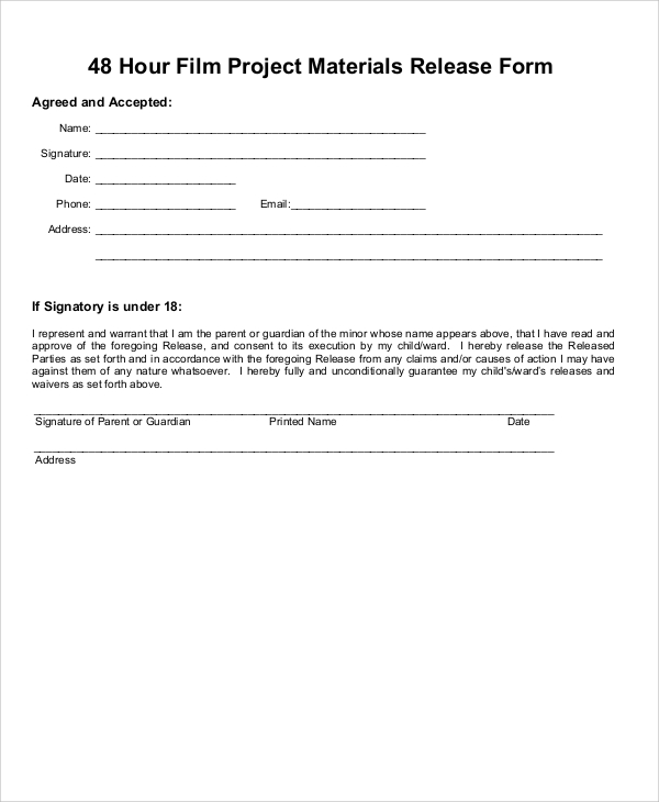 film material release form