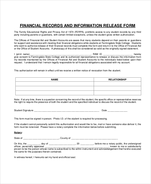 financial records release form