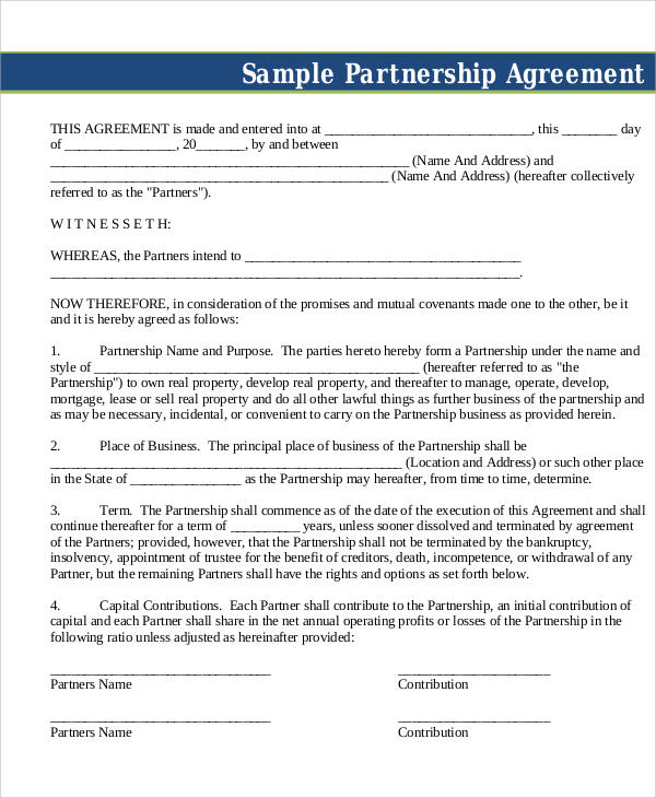 business partnership agreement letter