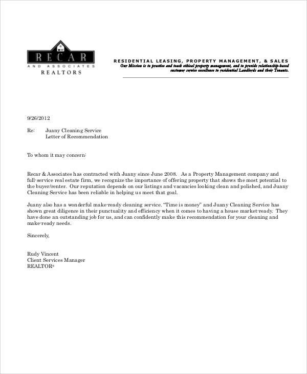 sample of cleaning application letter