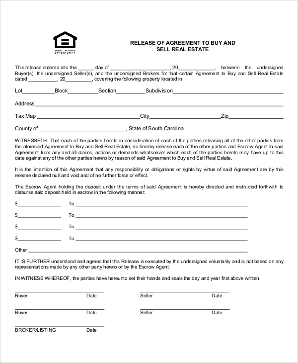 real estate contract release form