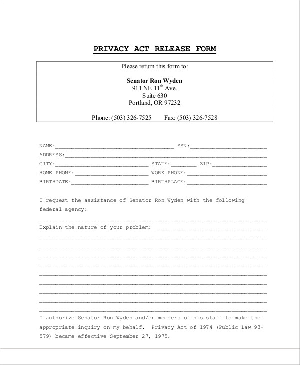 federal privacy act release form