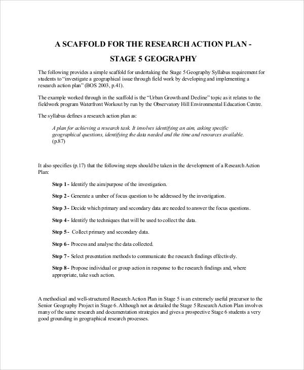 action plan example for thesis