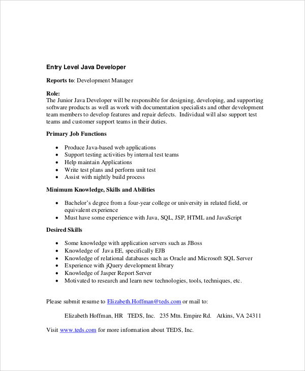 FREE 10+ Sample Java Developer Resume Templates in MS Word PDF Pages