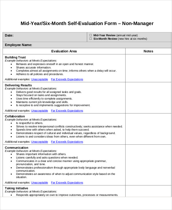 Free 5 Employee Self Assessment Samples In Ms Word Pdf 4509