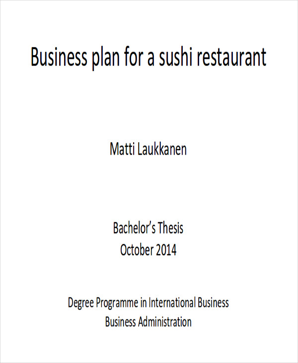 sample small restaurant business plan