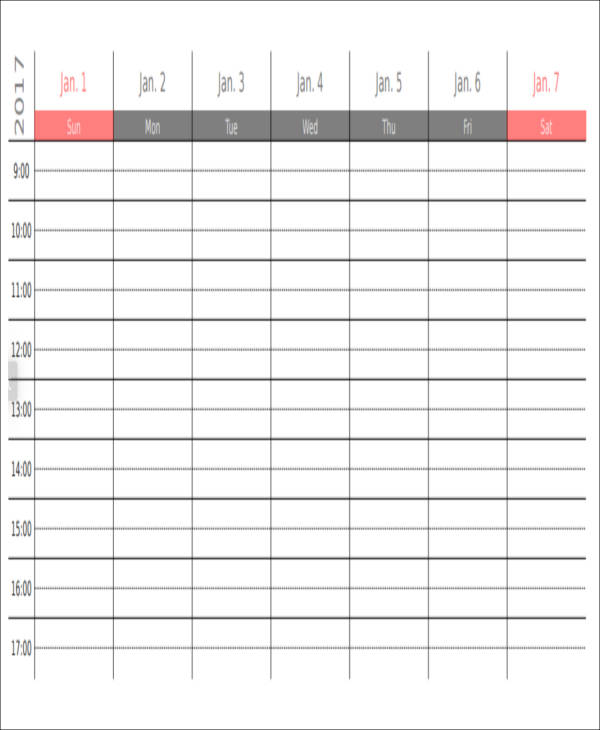 free weekly appointment planner sample