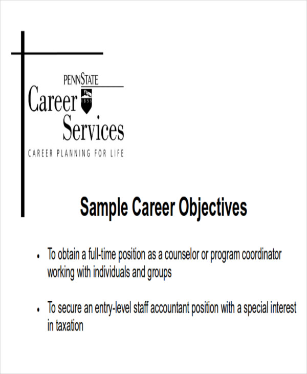 career objective sample for fresher pdf