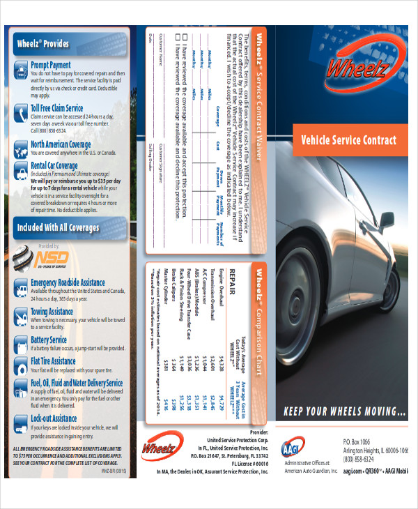 vehicle service contract plan example
