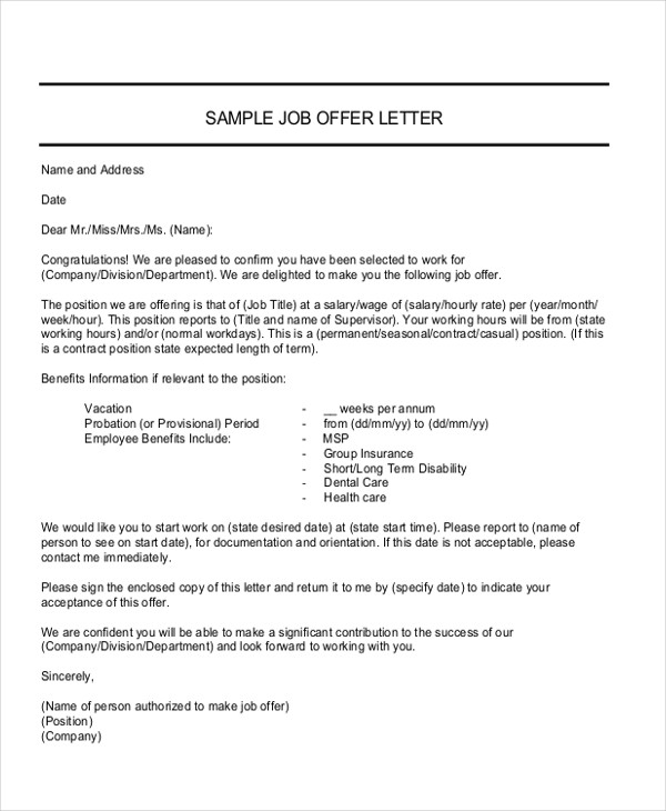 proposal job offer letter in pdf