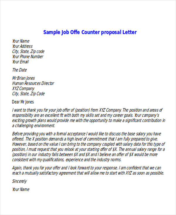 job offer counter proposal letter 