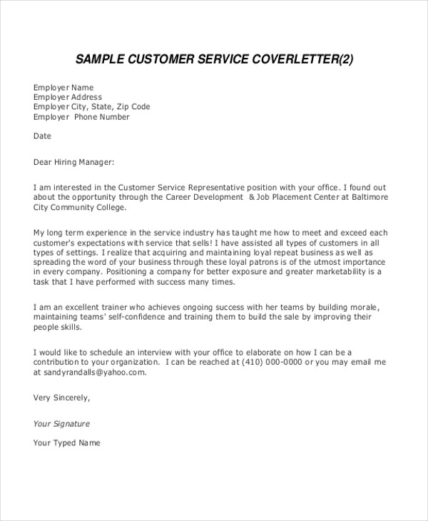6 sample professional cover letter free sample example