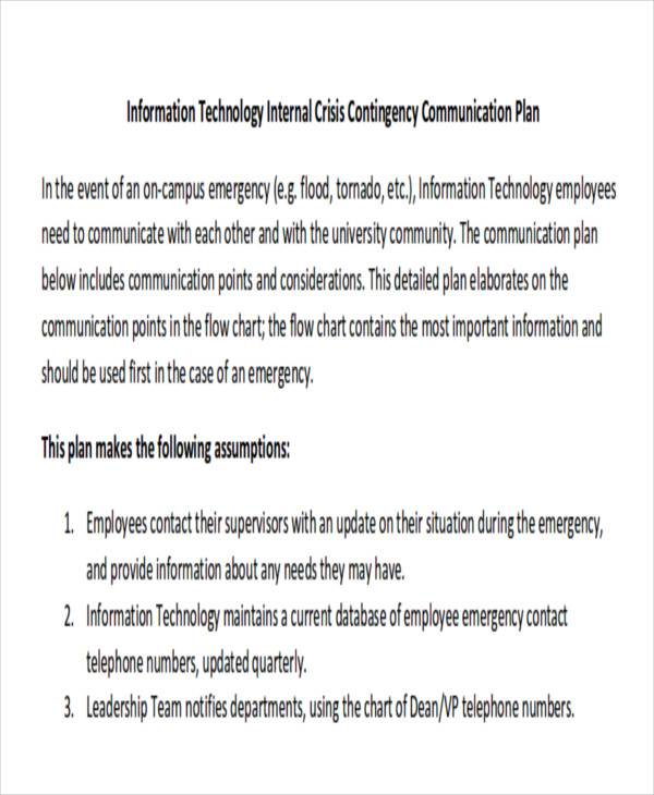 contingency communication plan