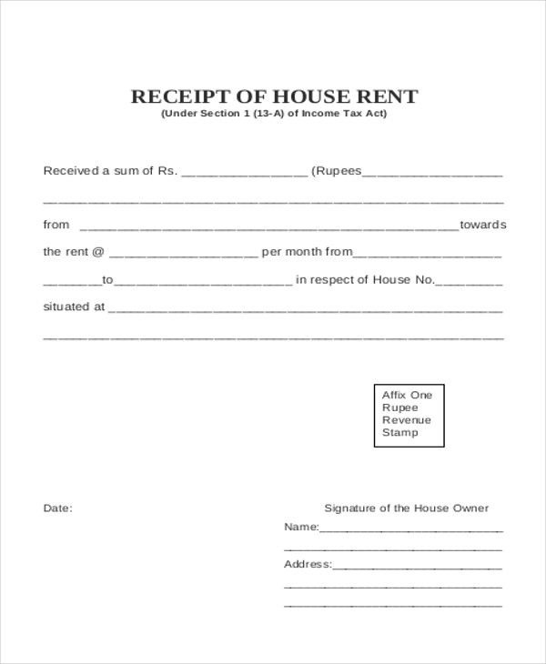 house rent payment receipt format1