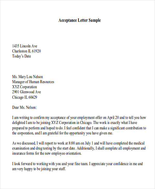 job proposal accepting letter