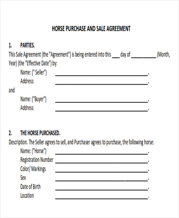 horse bill of sale and agreement pdf
