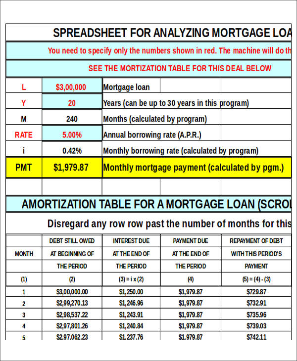 daily amortization table excel