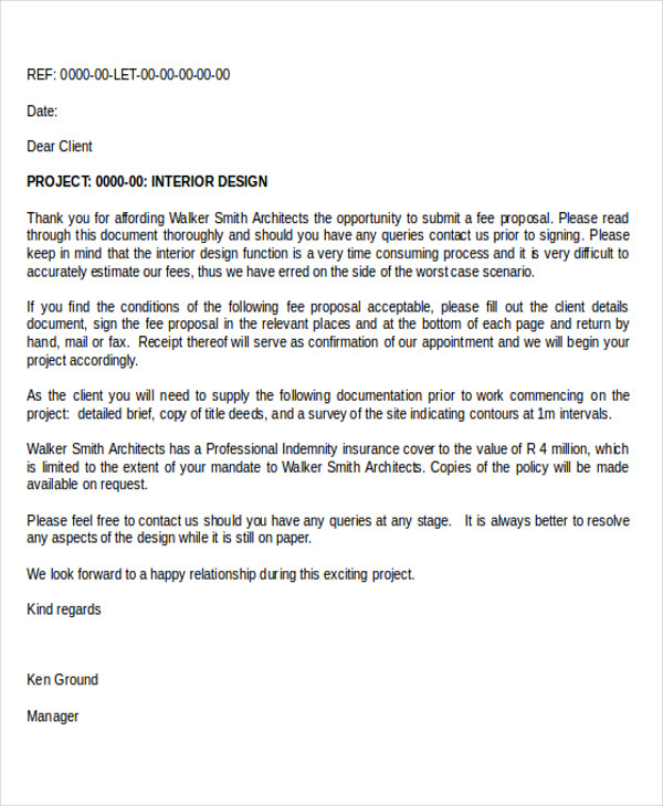 Interior Design Project Proposal Letter 