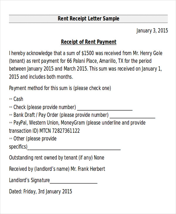 FREE 11+ Receipt of Payment Letter Templates in PDF MS Word Apple Pages