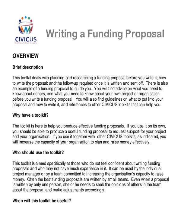 project funding proposal letter