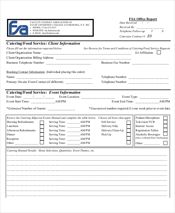 Free 9 Sample Catering Invoice Templates In Ms Word Pdf
