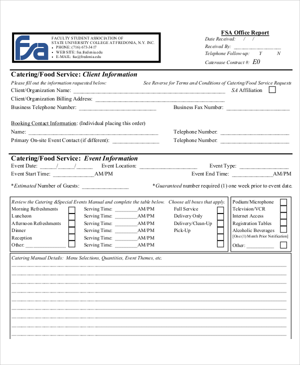 word ms form invoice Free  Download Invoice 9 PDF Catering  Format Word,  Sample