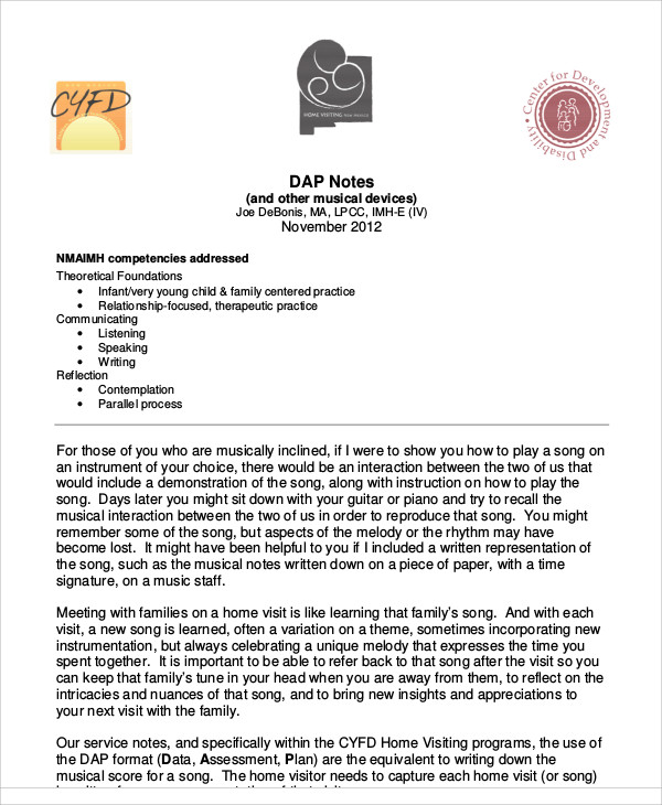Case Note Format Dap Charting