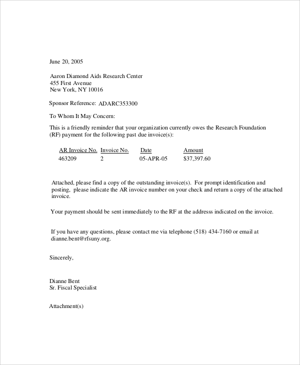 Sample Letter Requesting Invoice