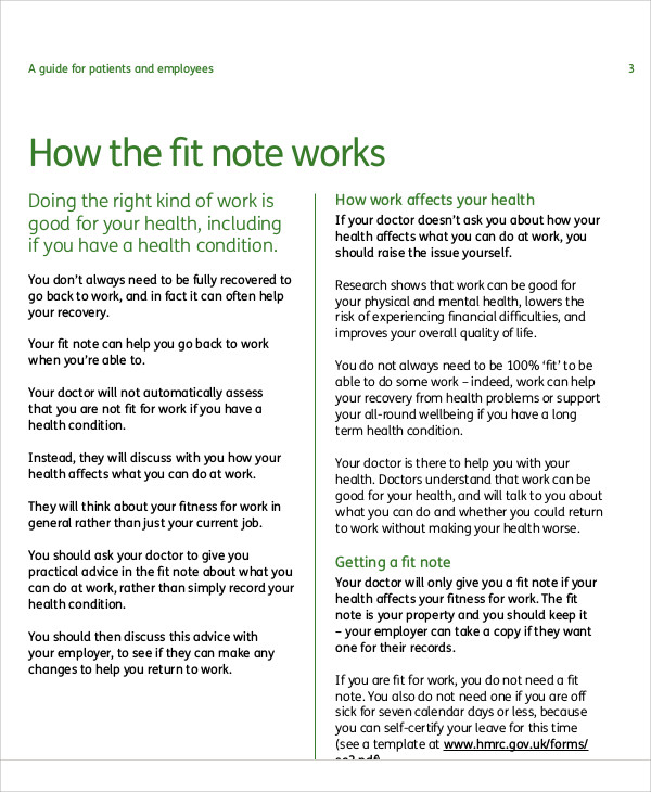 Doctors Fit Note Sample Master Template