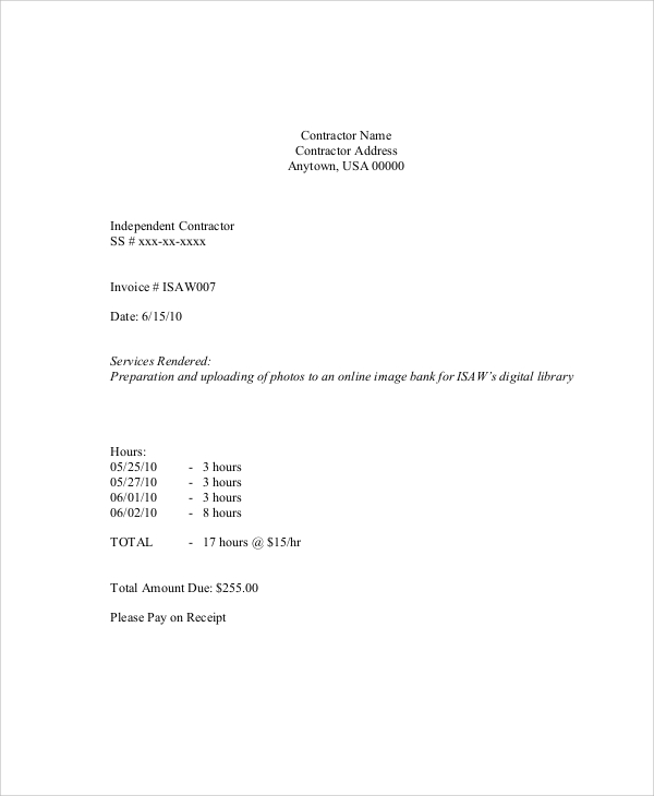 simple contractor invoice in pdf