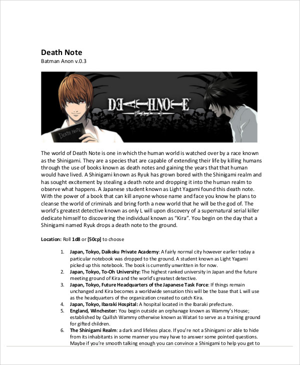 sample death note