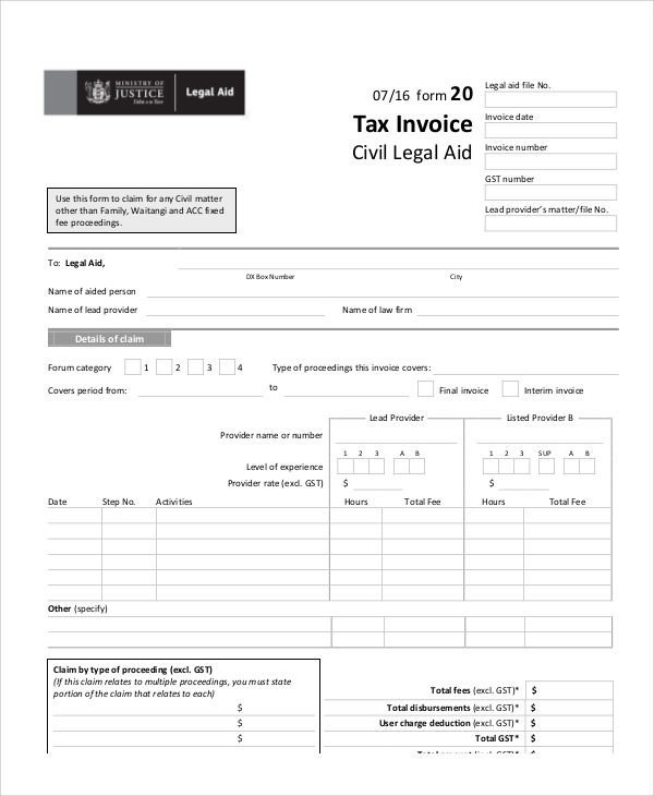 legal aid invoice in pdf