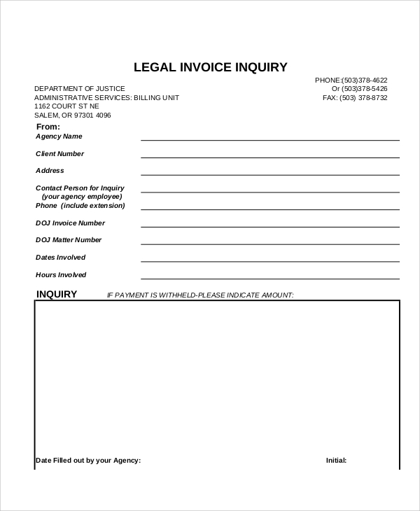 Free 7 Sample Legal Invoice Templates In Pdf Ms Word