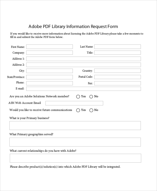 sample library information request form