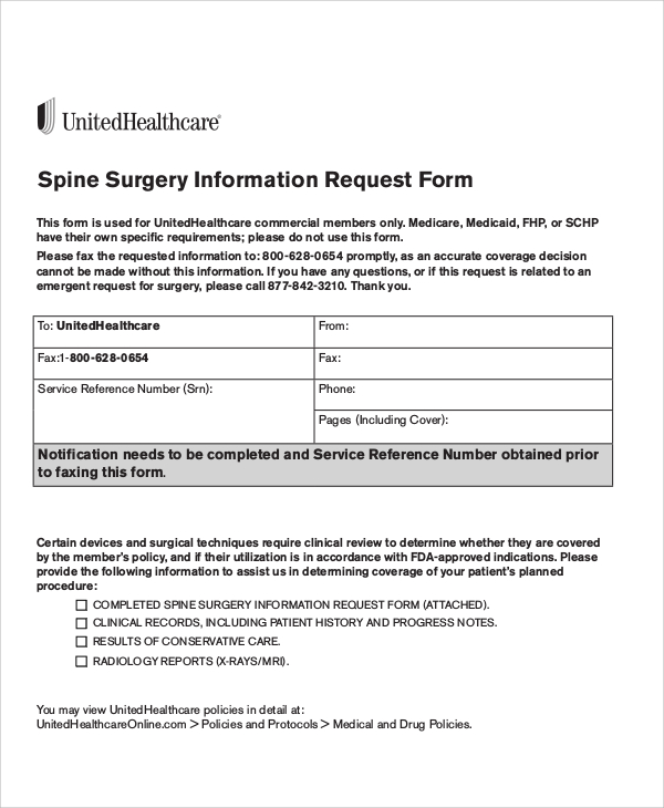 surgery information request form