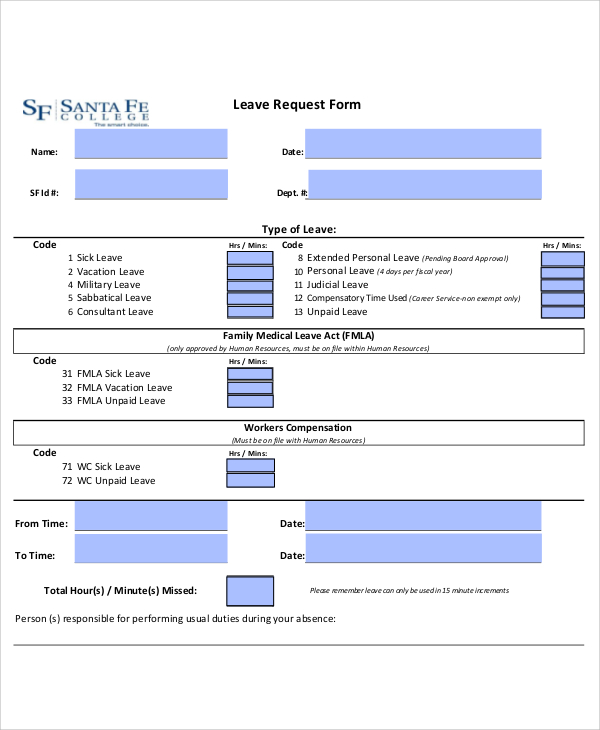 leave request form sample