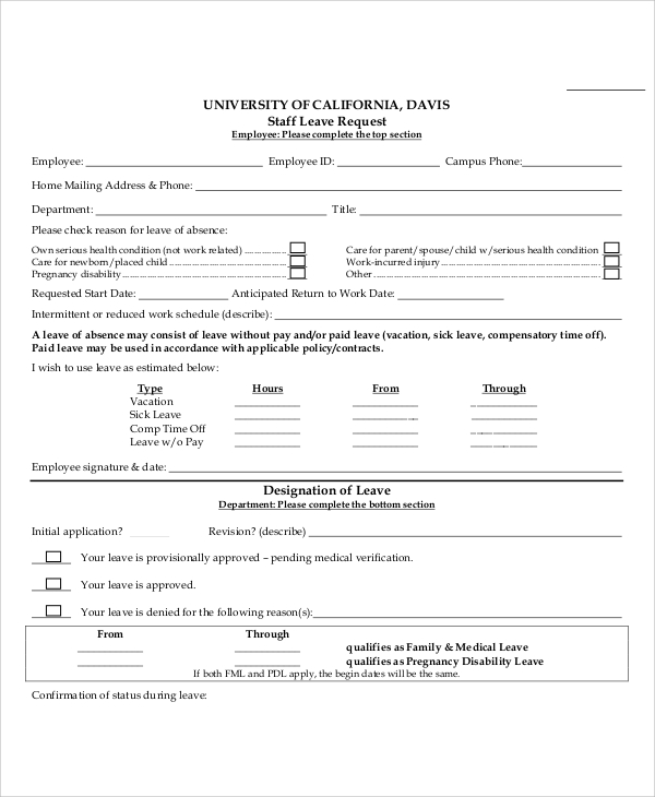 staff leave request form