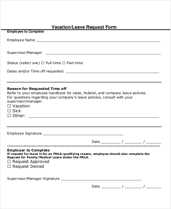 vacation leave request form