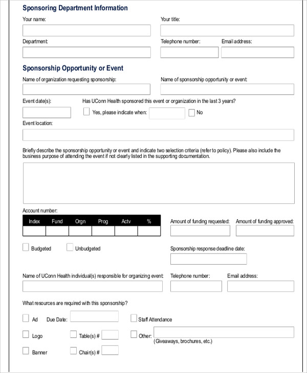 FREE 9+ Sample Sponsorship Request Forms in MS Word PDF