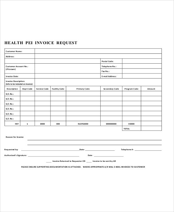 health invoice request form free