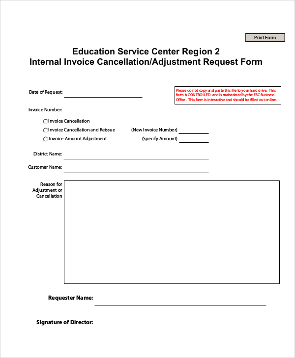 e-invoice form 9 Examples Word, PDF Invoice   Request Form Sample in