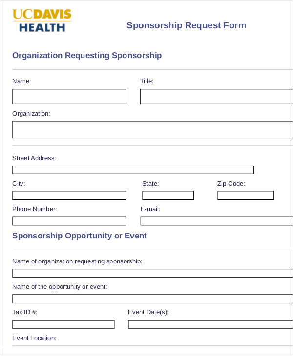 Sponsorship Request Form Template