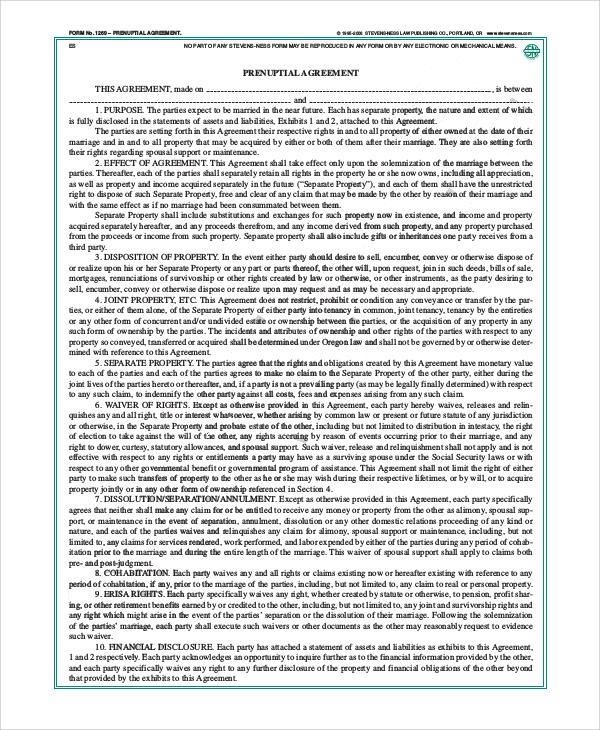 basic legal prenuptial agreement form