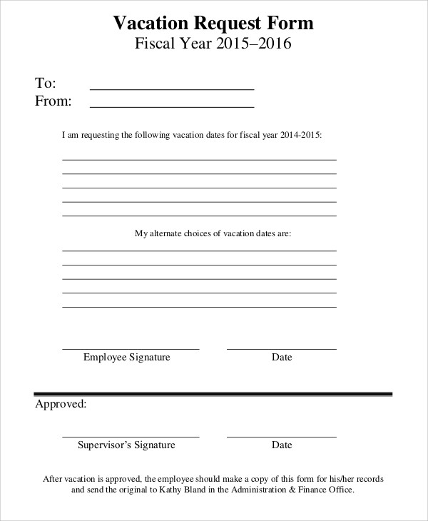 FREE 10 Sample Vacation Request Forms In MS Word