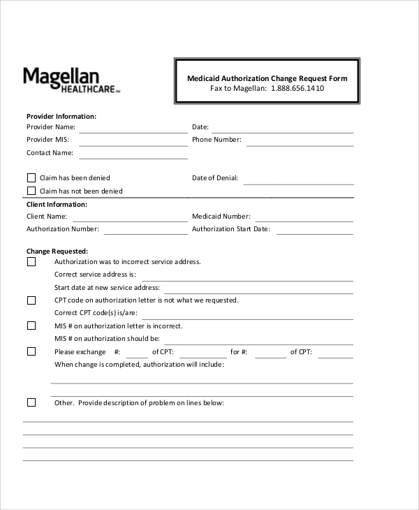 authorization change request form